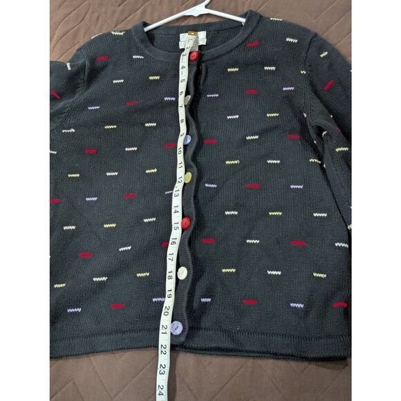 Christopher & Banks black w/primary colored buttons &:knit detail size Large - Picture 9 of 9